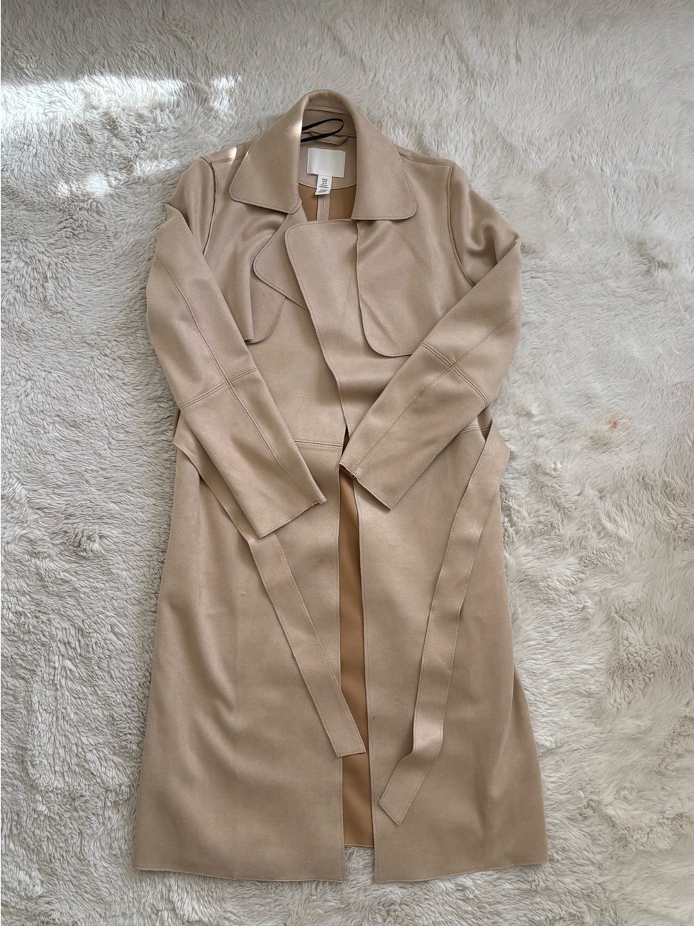 H&M Light Beige Women's Coat with Soft Collar